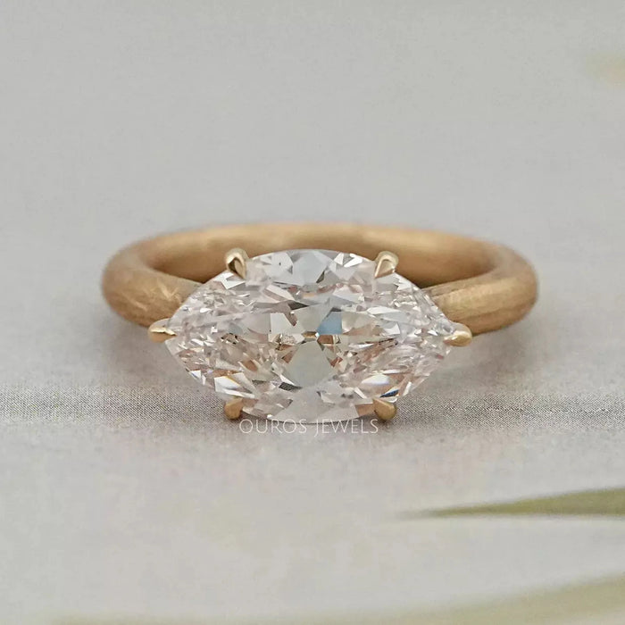 East West Old Mine Moval Lab Diamond Engagement Ring