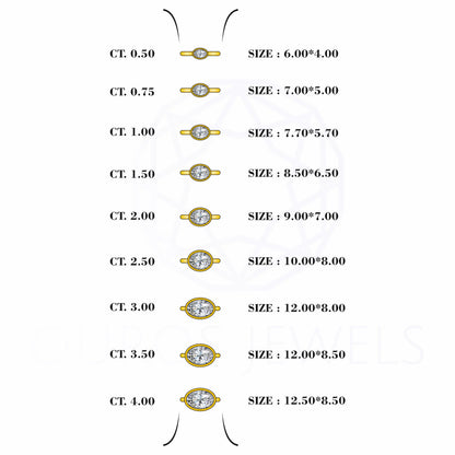 East West Oval Lab Diamond Bezel Set Ring Rings