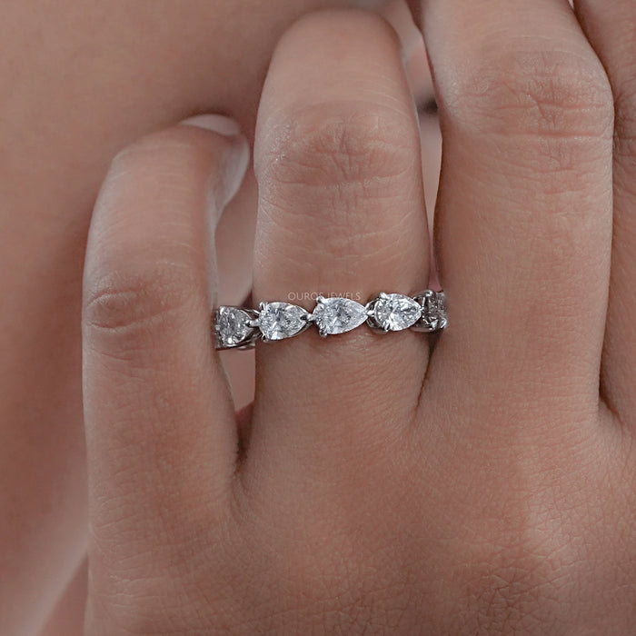 East West Pear Shaped Full Eternity Diamond Band