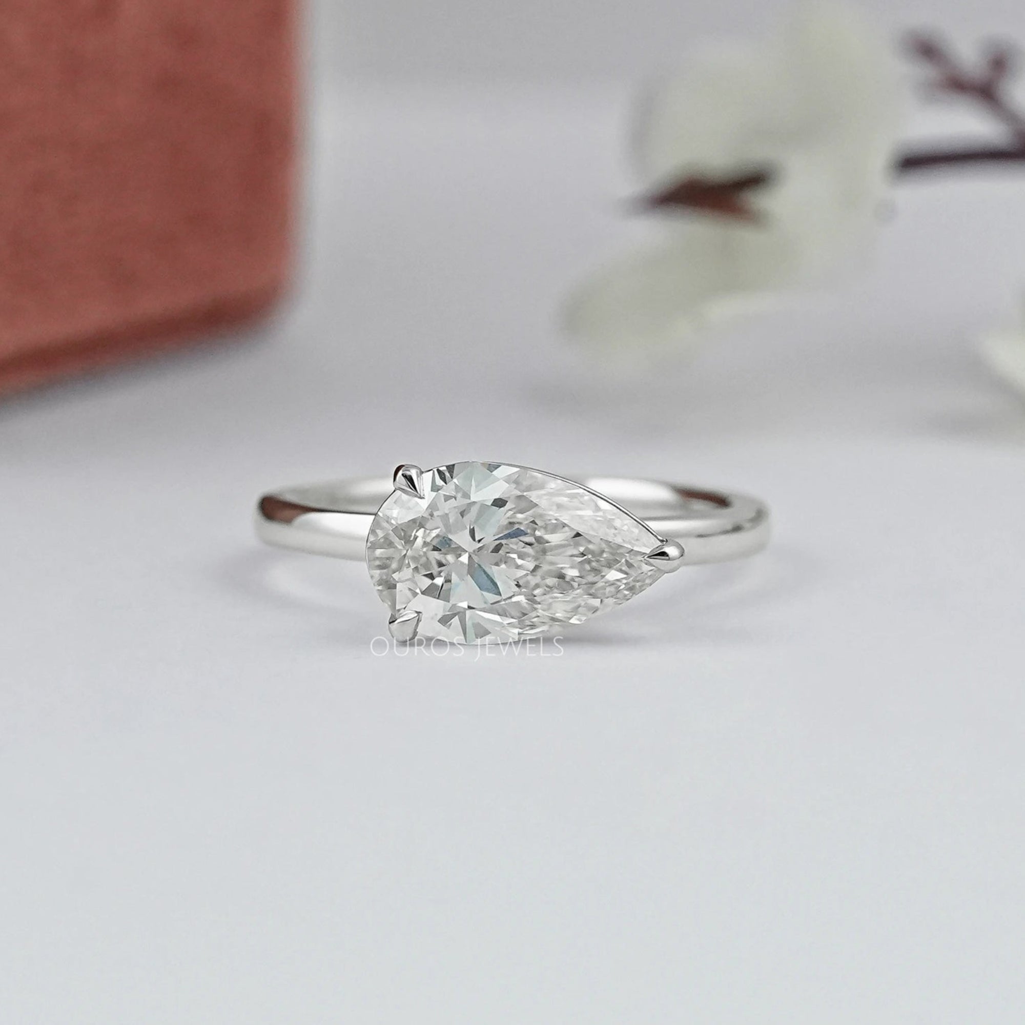 Pear Shaped Diamond Solitaire Bezel Set Ring