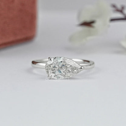 Pear Shaped Diamond Solitaire Bezel Set Ring