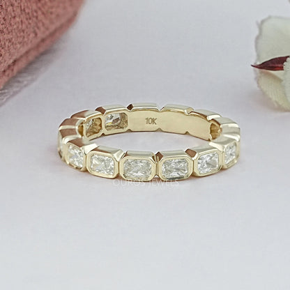 East West Radiant Lab Diamond Bezel Set Wedding Band