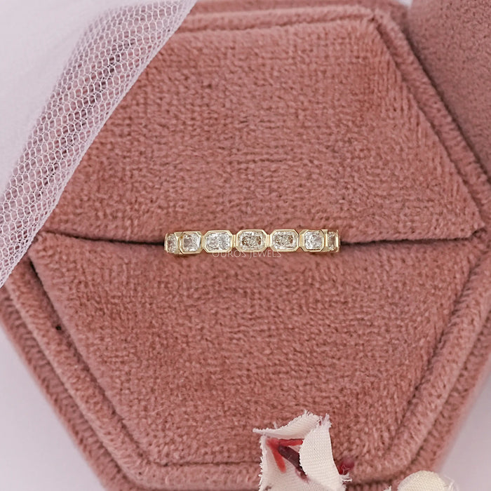 East West Radiant Diamond Bezel Wedding Band Ring