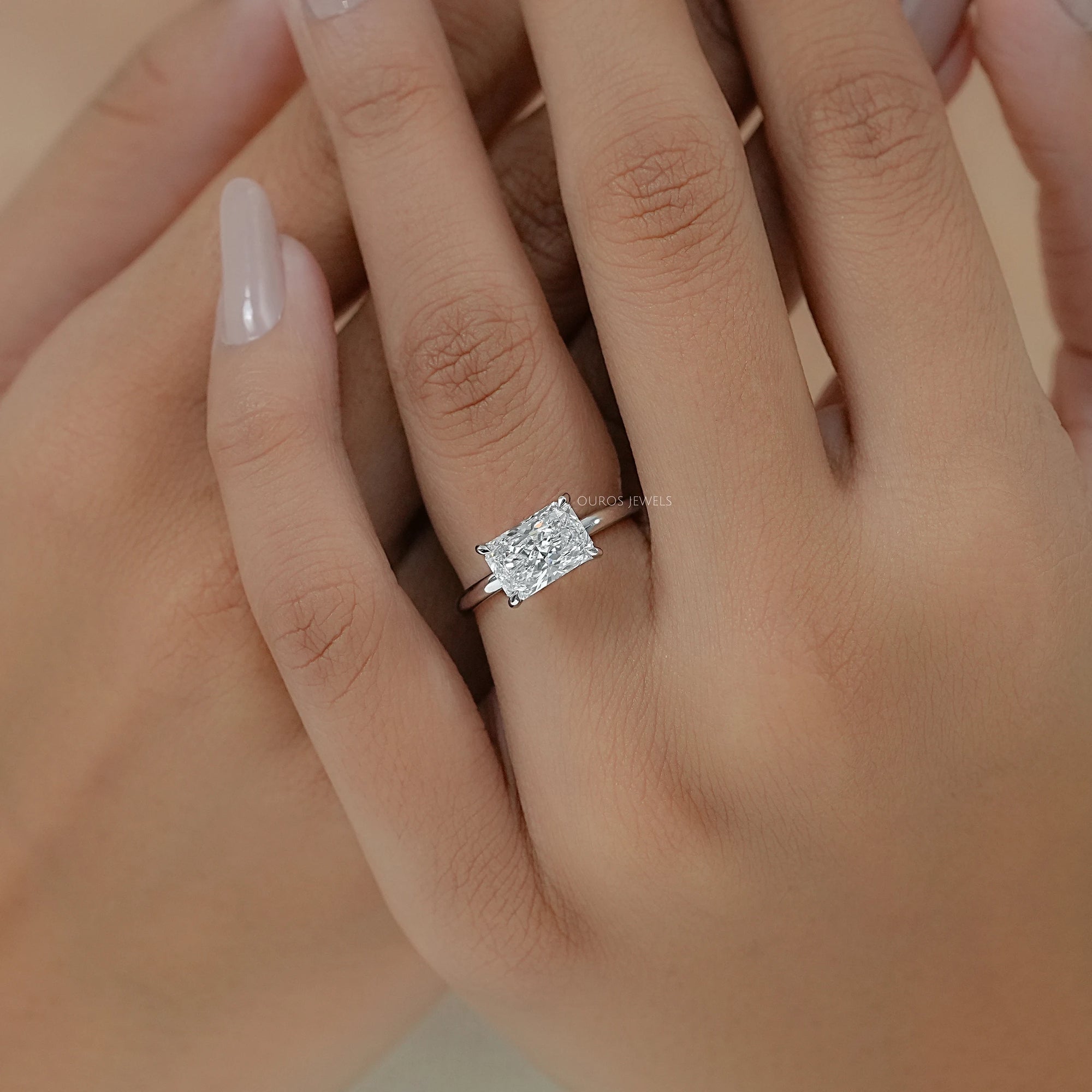 East West Radiant Lab Diamond Solitaire Ring Rings
