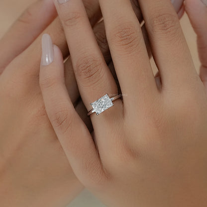 East West Radiant Lab Diamond Solitaire Ring Rings