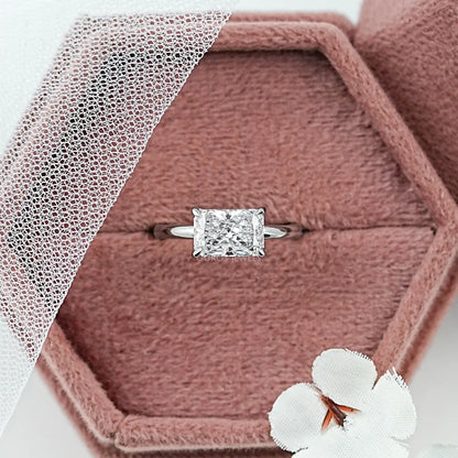 East West Radiant Lab Diamond Solitaire Ring Rings