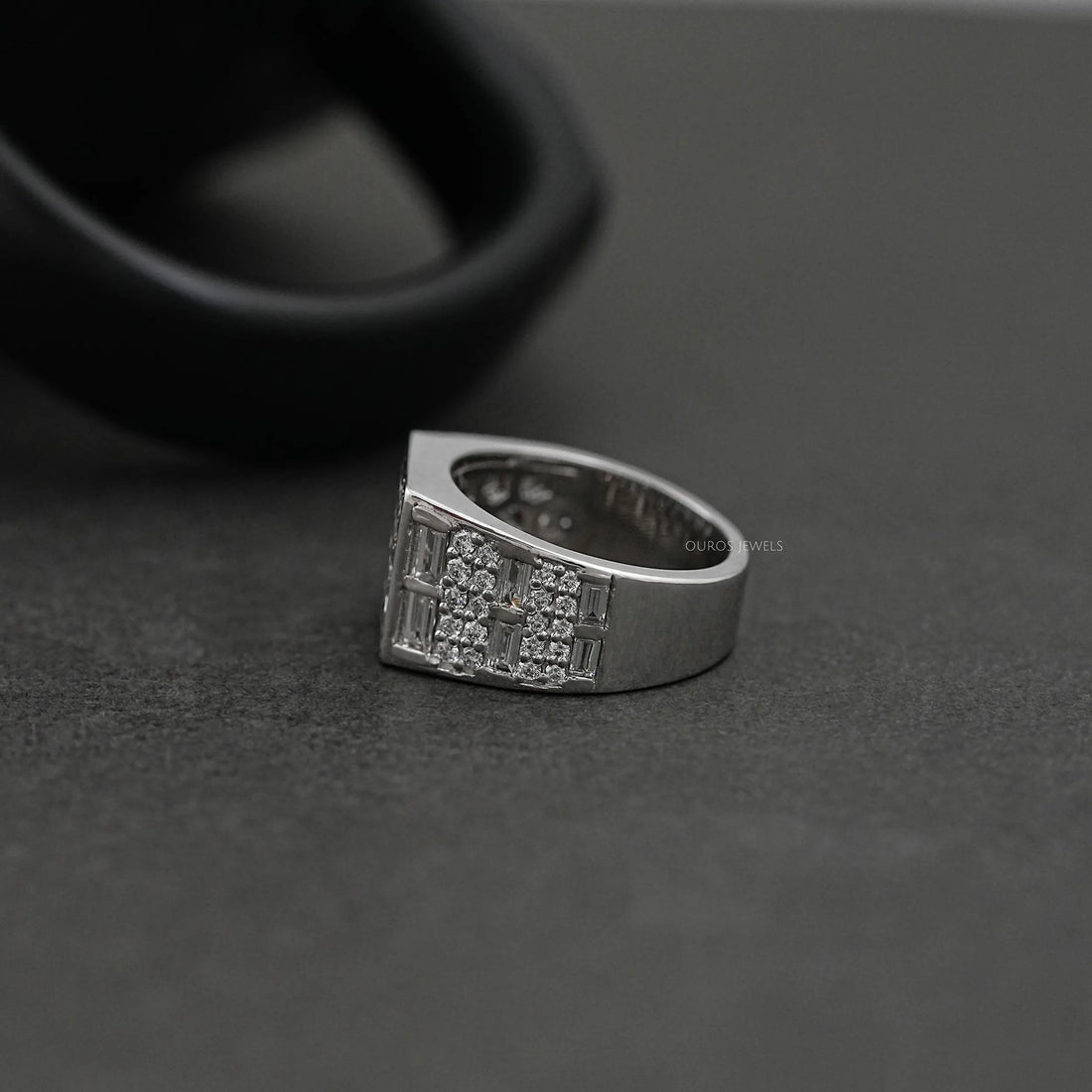 Grid Cluster Diamond Ring For Men's Rings