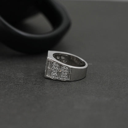 Grid Cluster Diamond Ring For Men's Rings