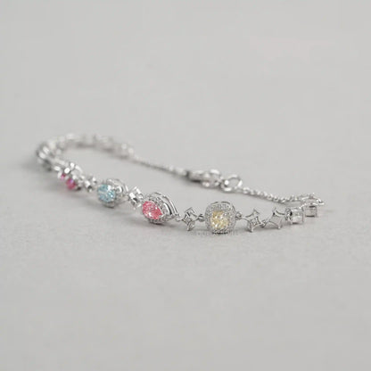 Color Diamond Halo Link Bracelet Bracelet