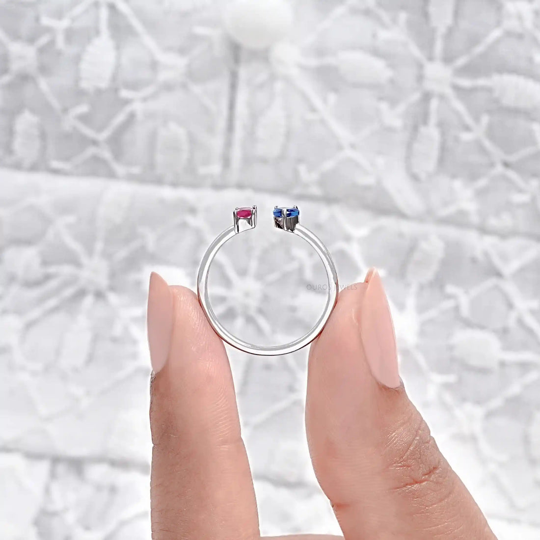 Open Cuff Lab Gemstone Ring Rings