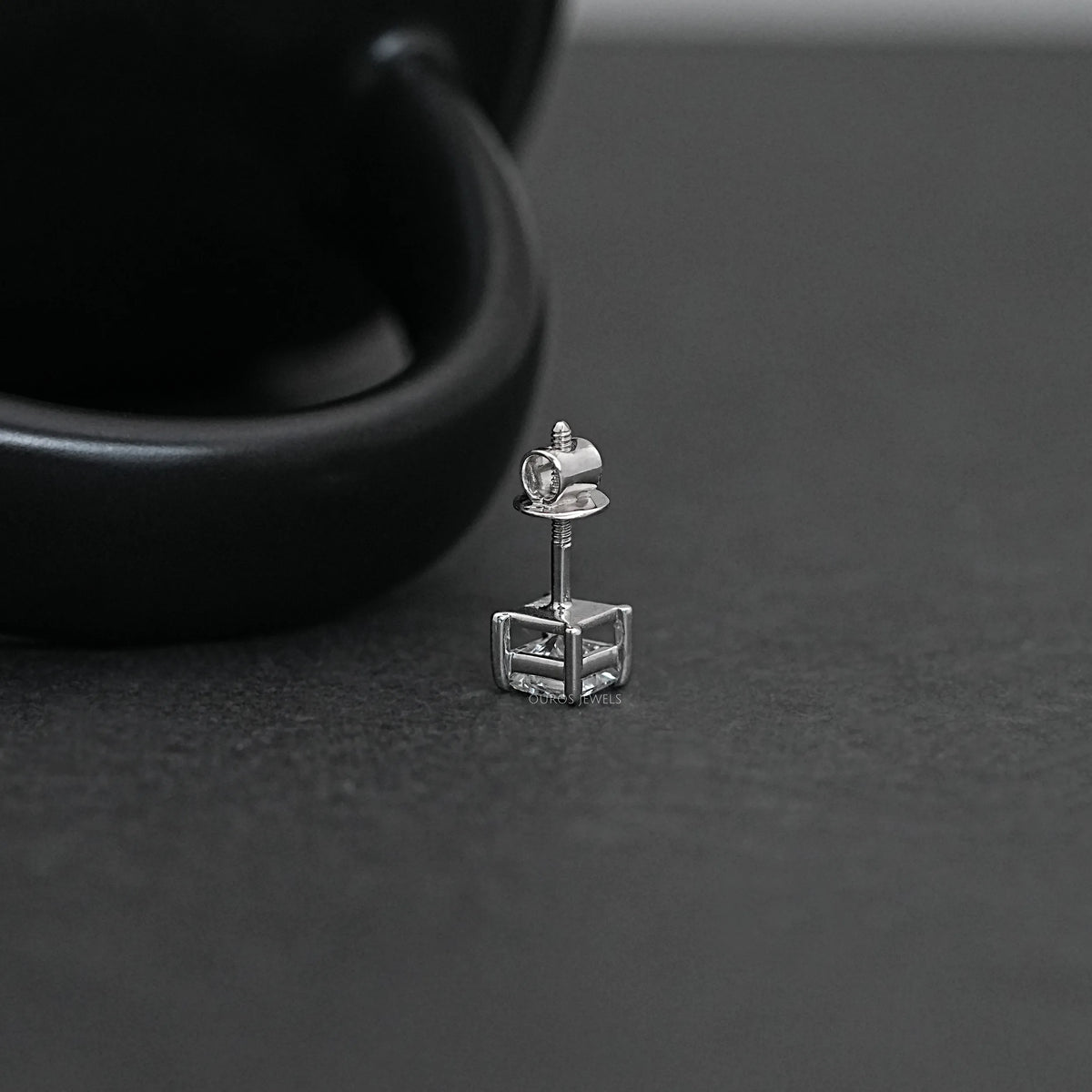 Princess Cut Solitaire Stud Earrings For Men Earring