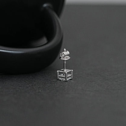Princess Cut Solitaire Stud Earrings For Men Earring