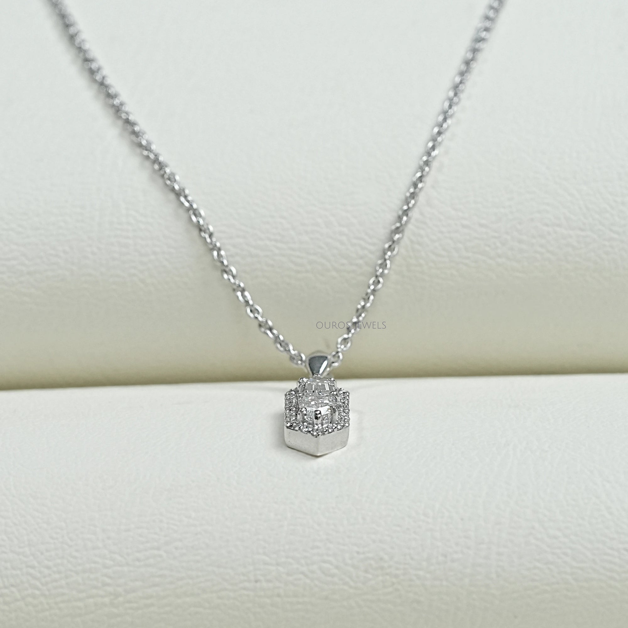 Step Cut arrow Diamond Pendant Necklaces