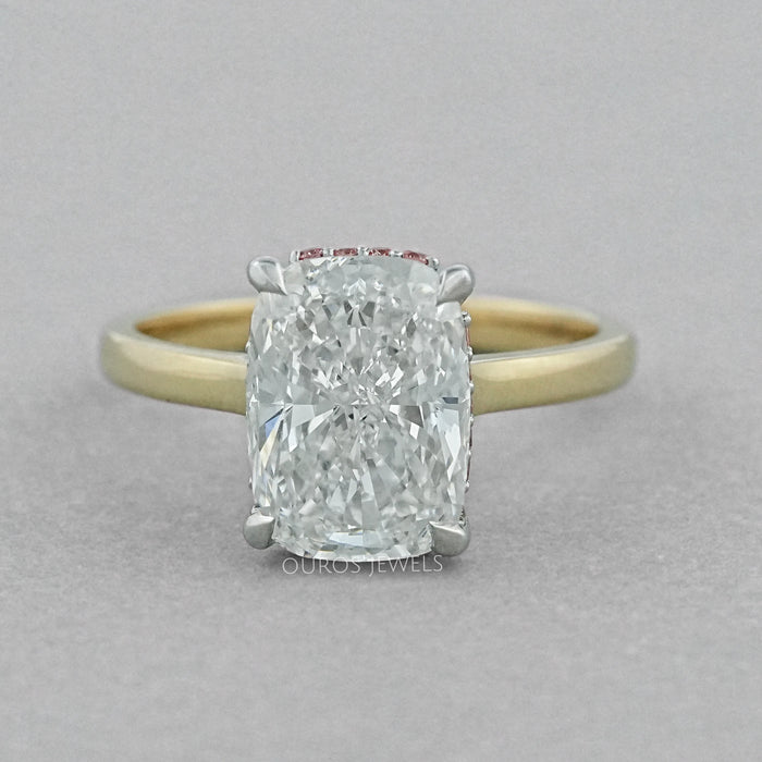 Cushion Lab Diamond Pink Hidden Halo Solitaire Ring