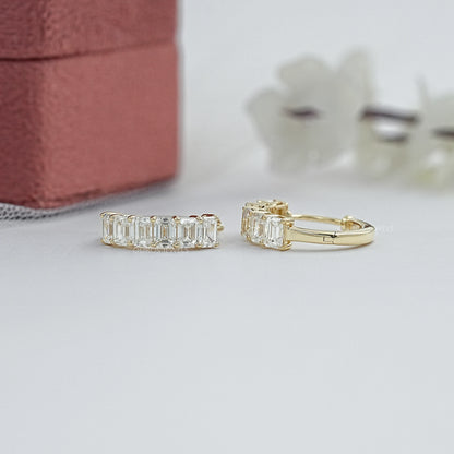 Emerald Cut Lab Grown Diamond Hoop Earrings Earring