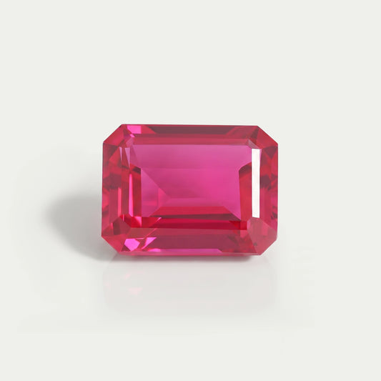 Emerald Shape Light Red Ruby Gemstone