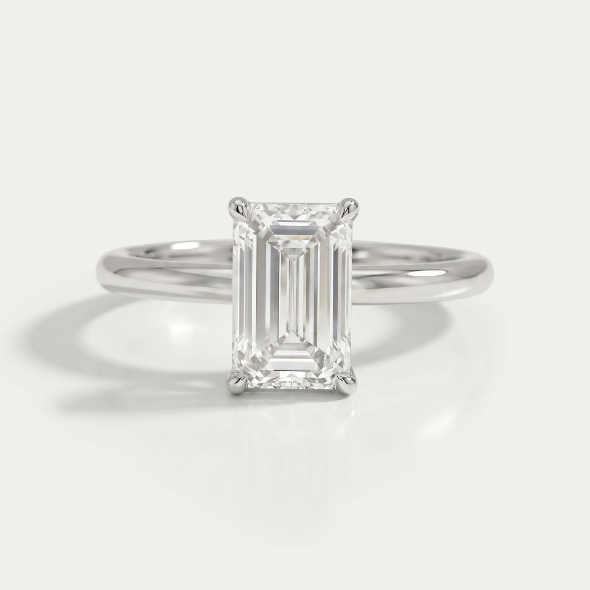 Emerald Cut Lab Diamond Solitaire Engagement Ring Ring