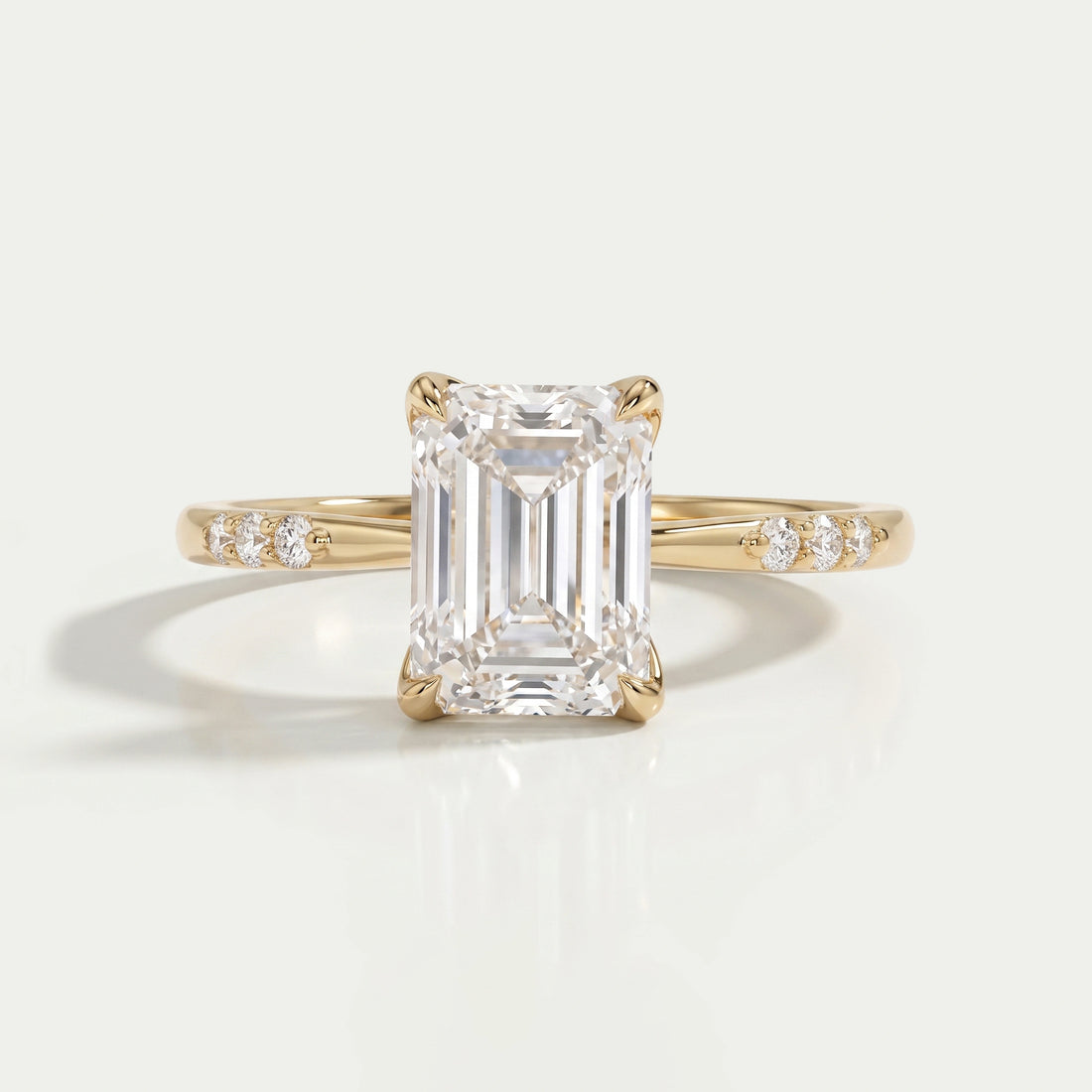 Emerald Cut Lab Grown Diamond Solitaire Accent Ring Ring