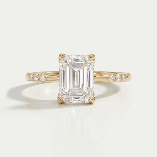 Emerald Cut Lab Grown Diamond Solitaire Accent Ring