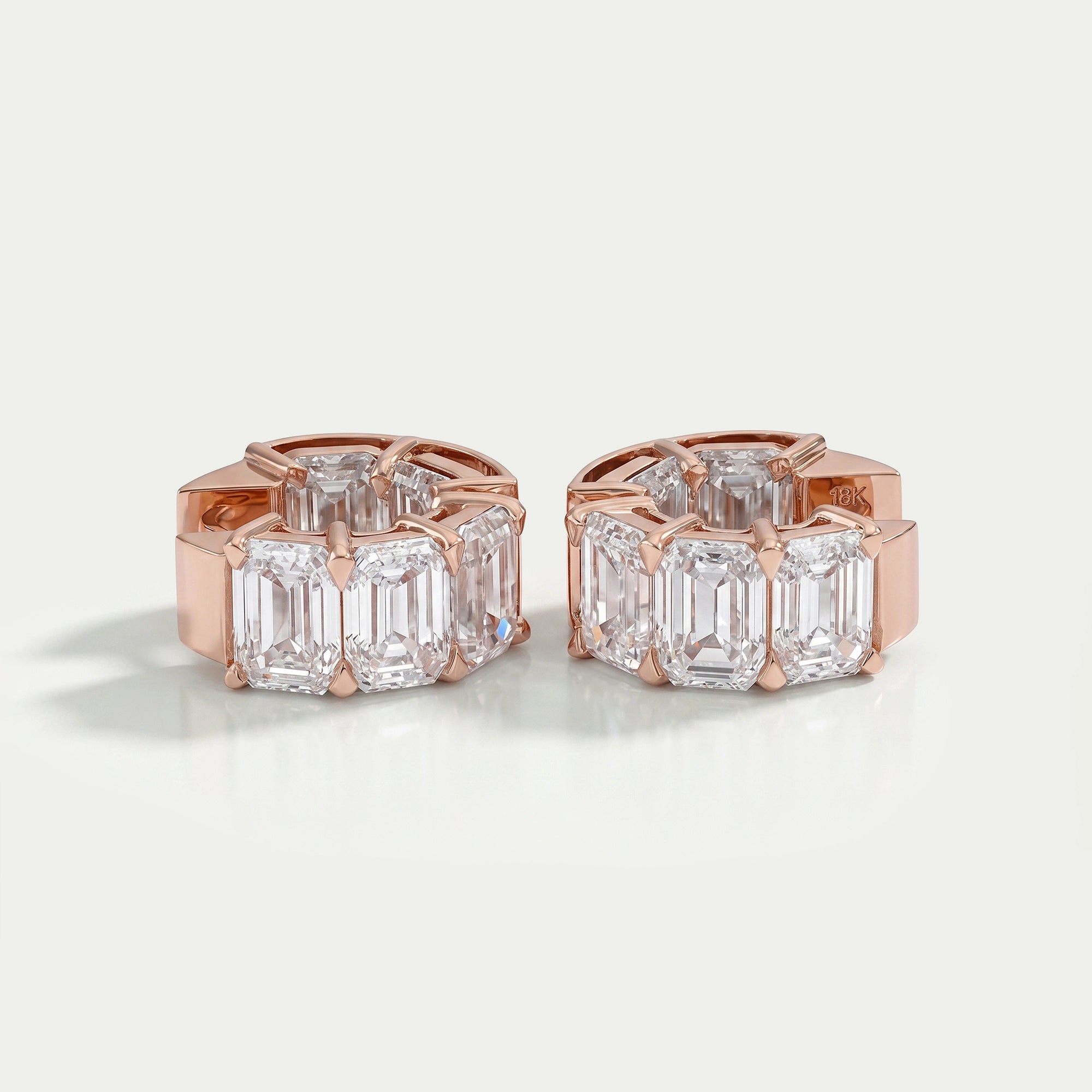 Lab Grown Emerald Cut Huggies Earrings Earring