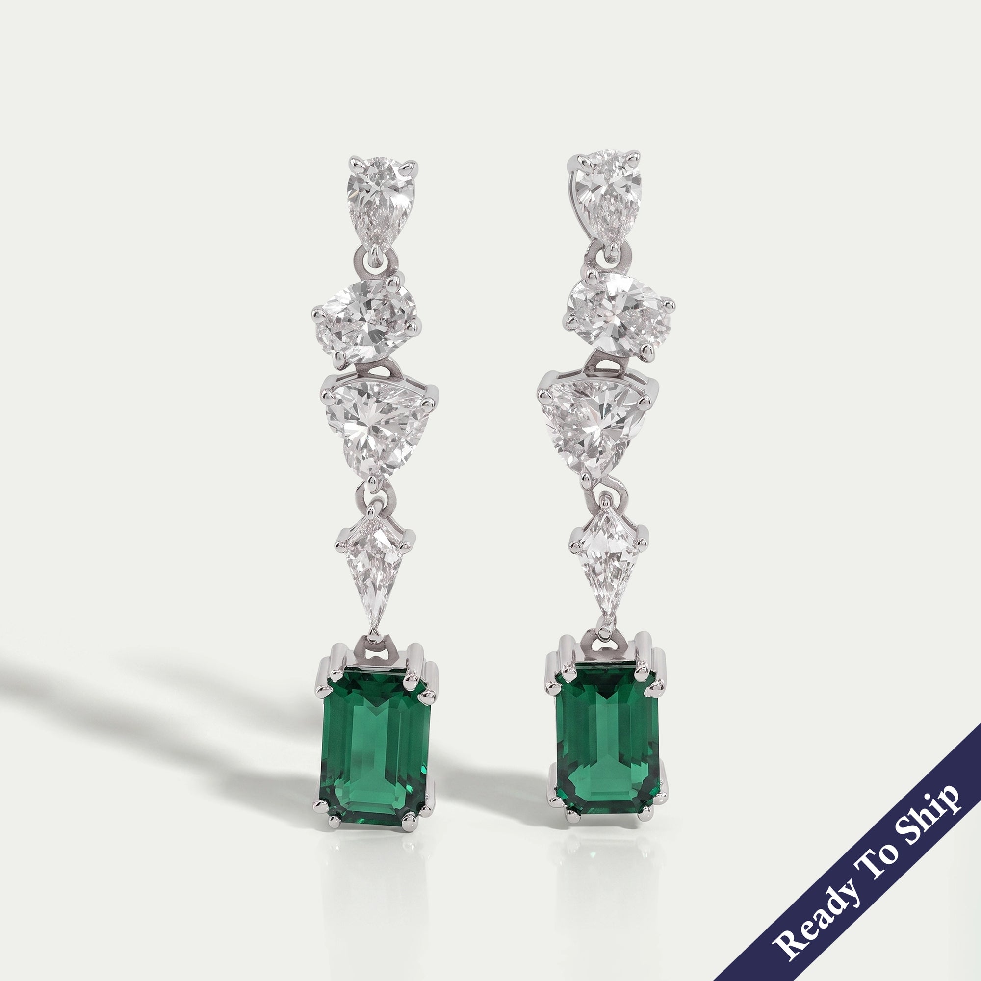 Emerald Gemstone Dangle Drop Earrings
