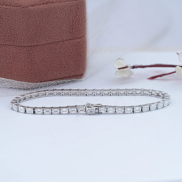 East West Emerald Cut Lab Grown Diamond Tennis Bracelet 