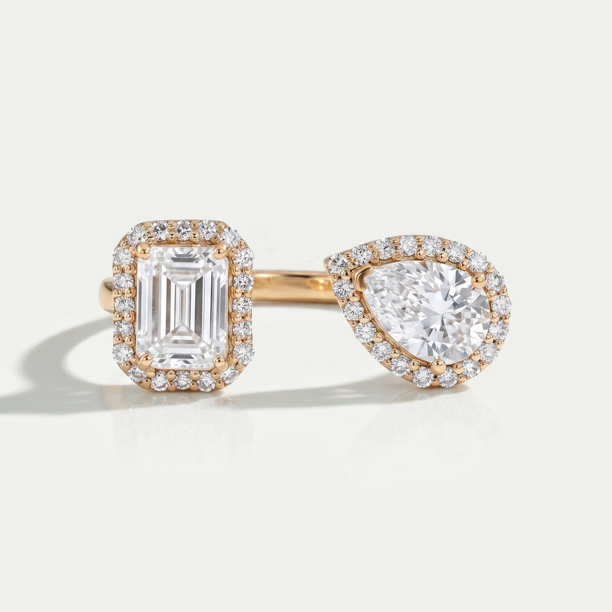 Pear And Emerald Cut Halo Toi Et Moi Engagement Ring Rings