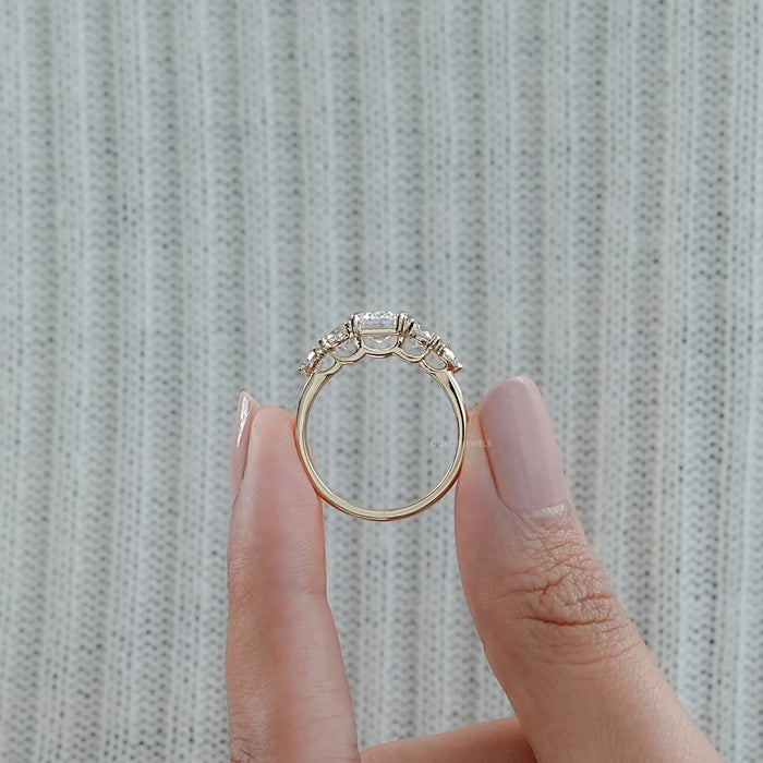 Emerald Lab Diamond Five Stone Engagement Ring