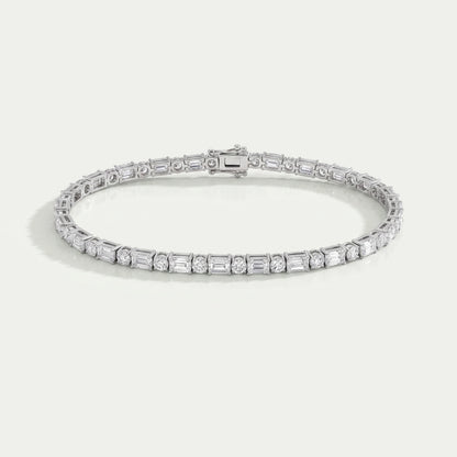 Alternating Emerald & Round Cut Lab Diamond Tennis Bracelet