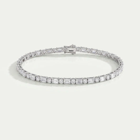 Emerald And Round Lab Diamond Tennis Bracelet Bracelet