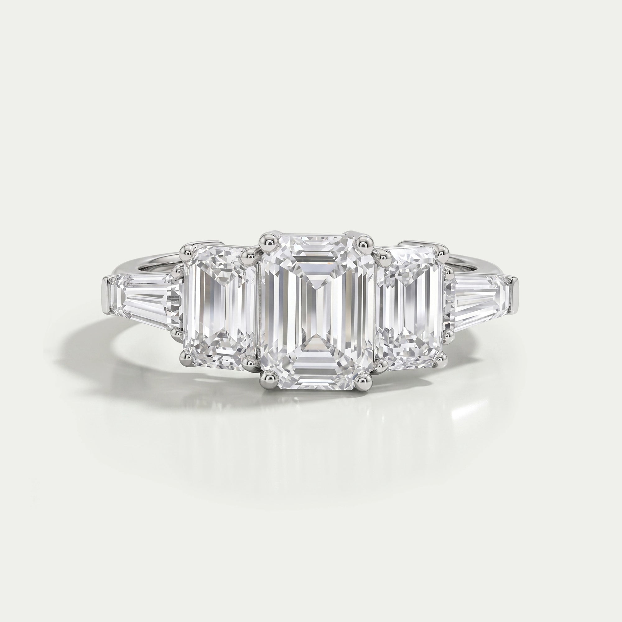 Emerald Lab Diamond Five Stone Engagement Ring Rings