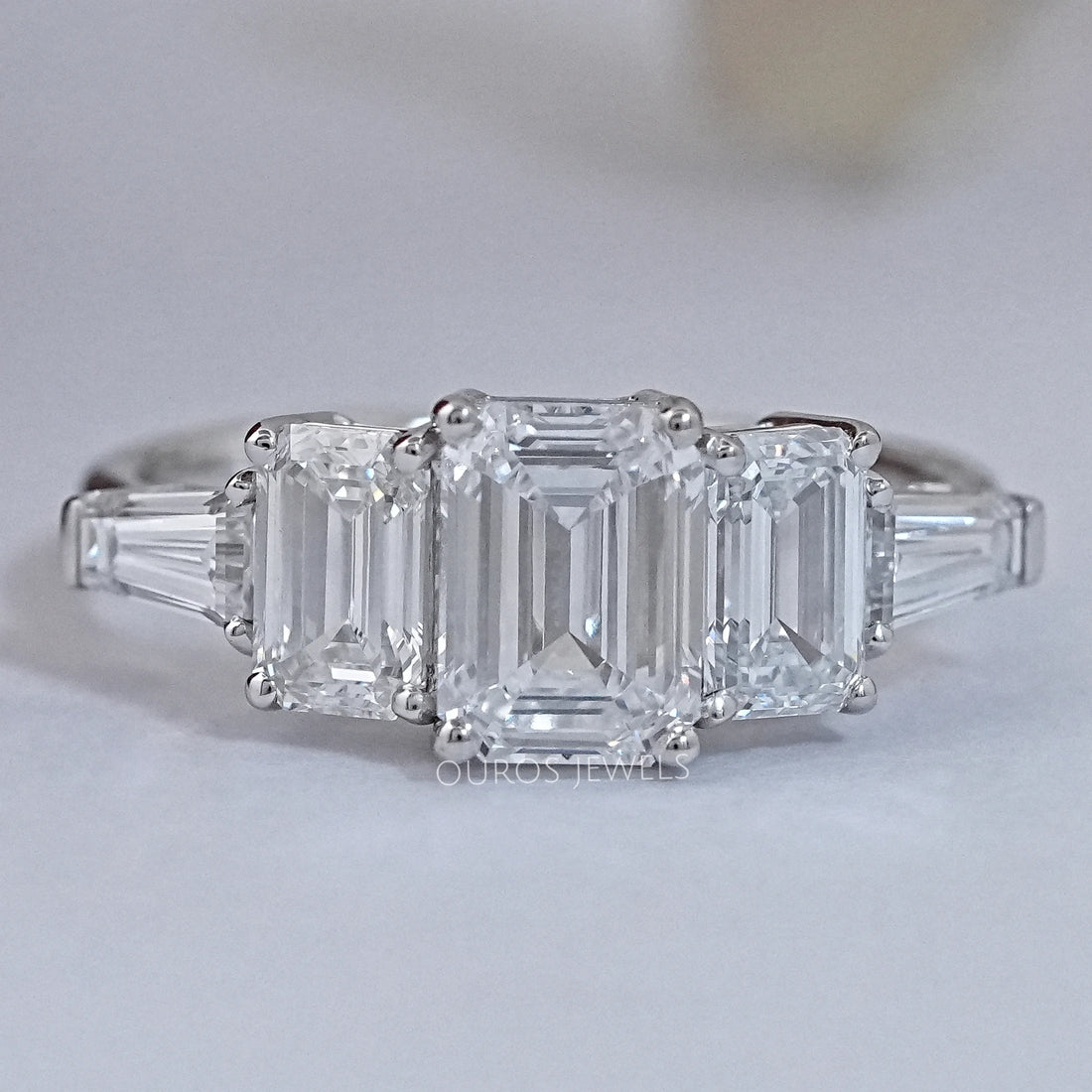 Emerald Lab Diamond Five Stone Engagement Ring Rings