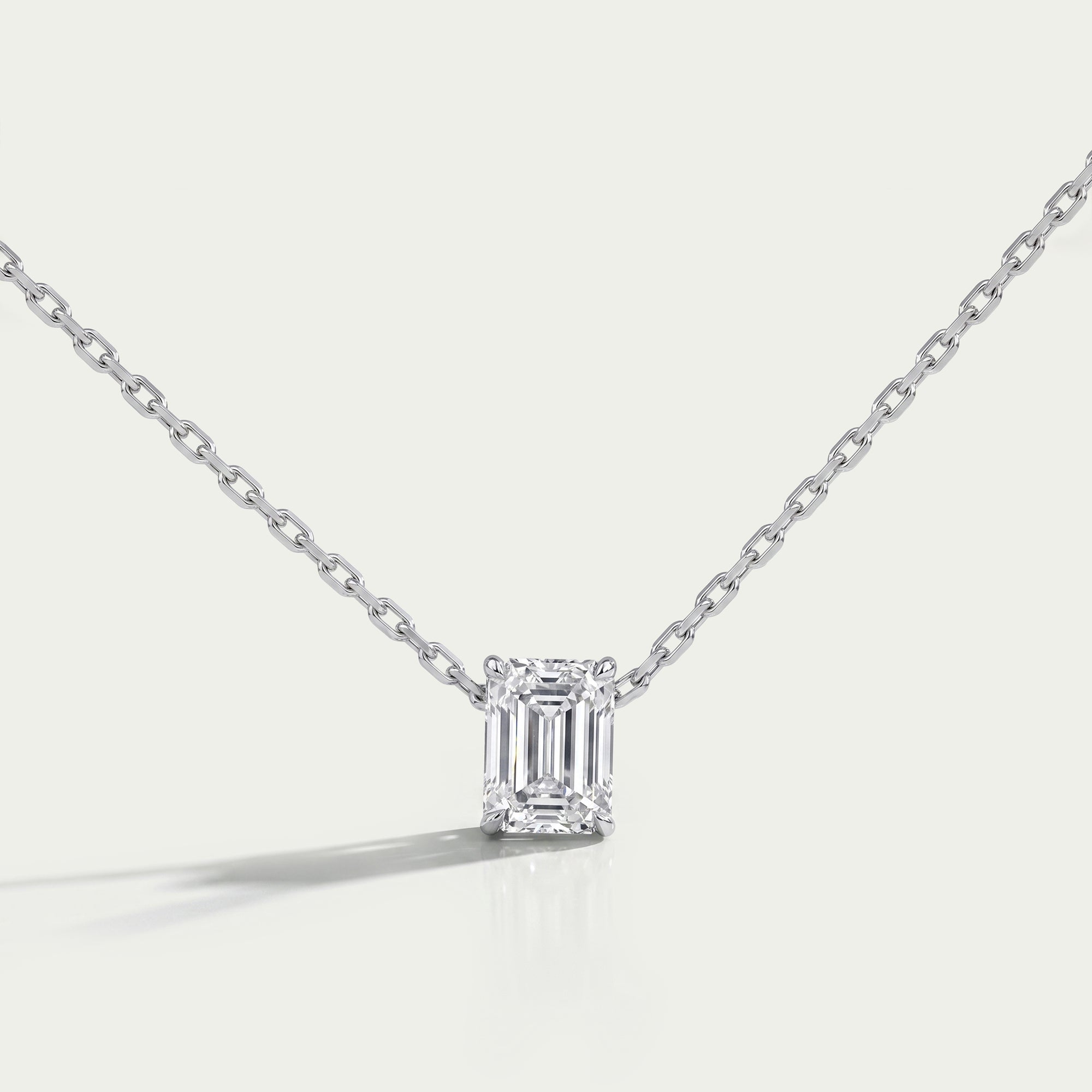 Emerald Cut Lab Grown Diamond Solitaire Pendant Necklaces