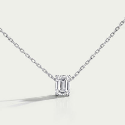 Emerald Cut Lab Grown Diamond Solitaire Pendant Necklaces