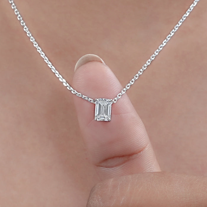Emerald Cut Lab Created Diamond Pendant