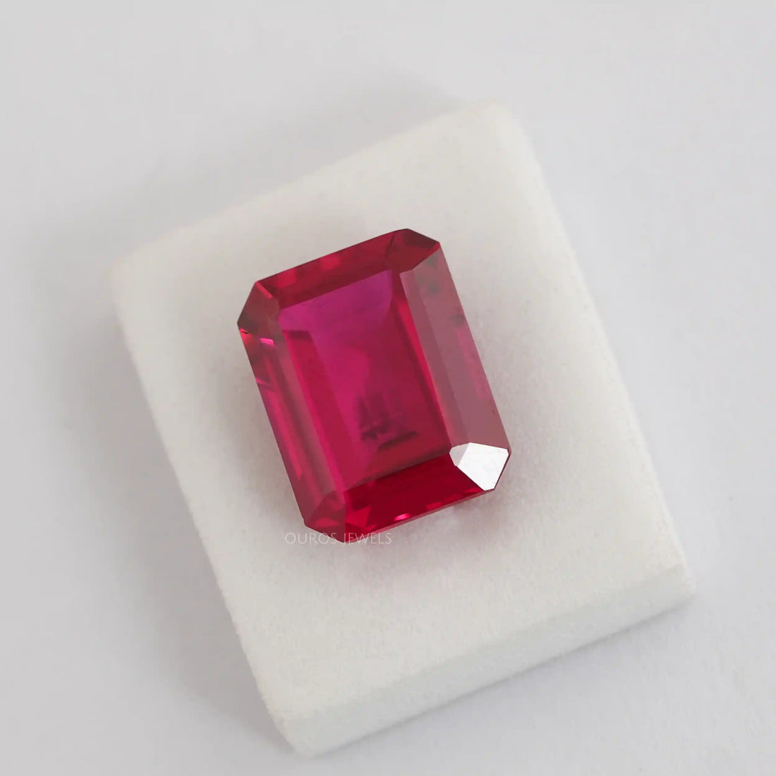 9.27 Carat Emerald Shape Light Red Ruby Gemstone