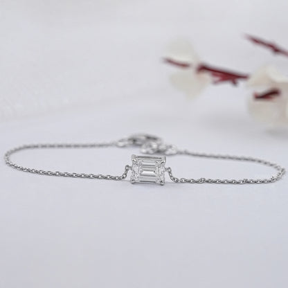 Brilliant Cut Lab Diamond Solitaire Bracelet Emerald Bracelet