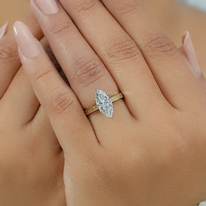 Marquise Lab Diamond Engraving Ring