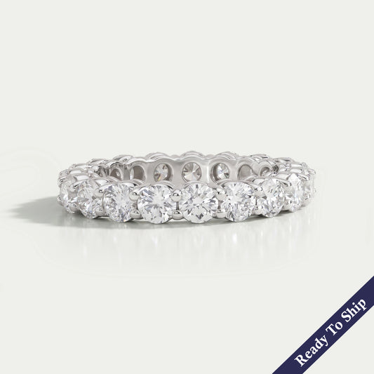 Round Lab Diamond Eternity Wedding Band Ring