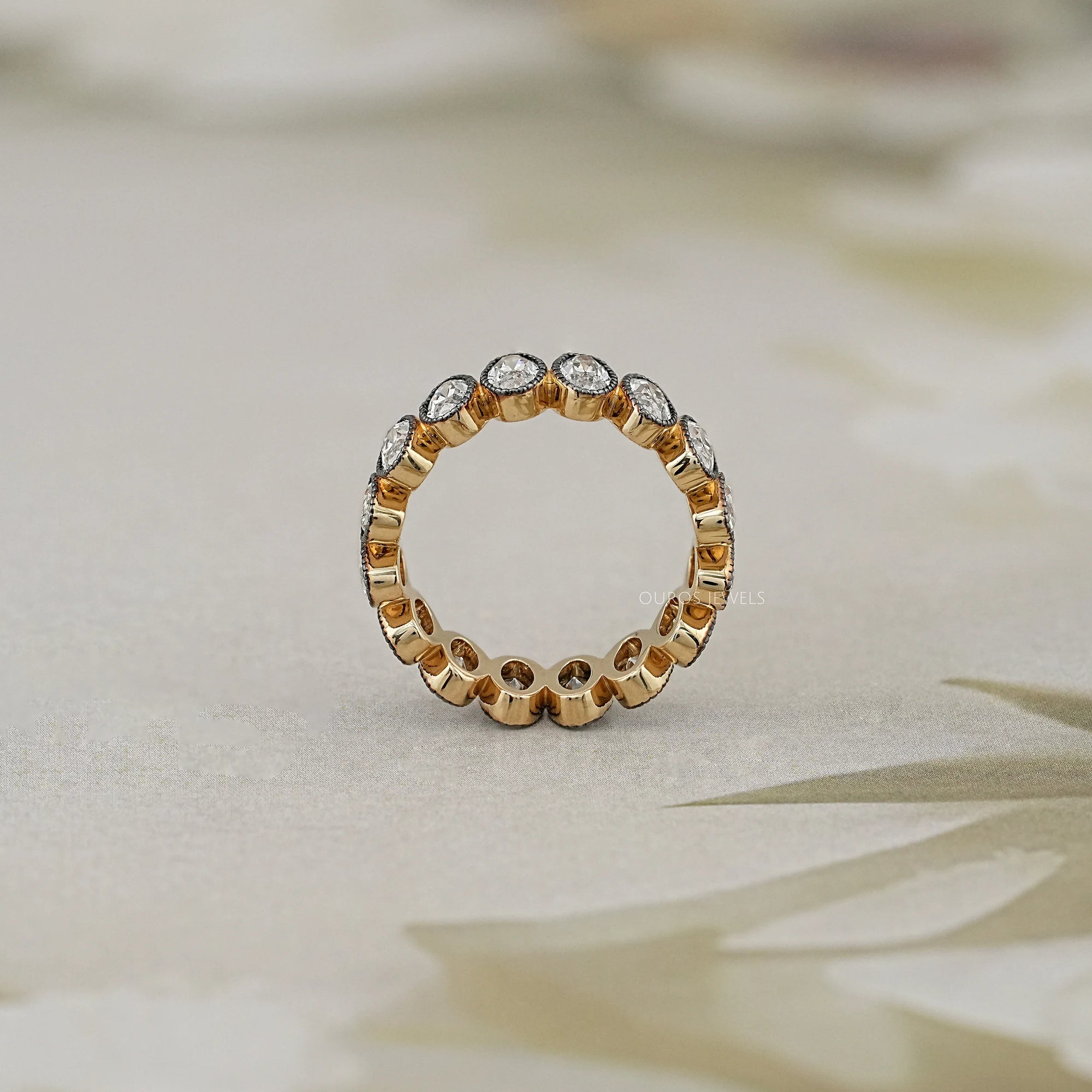 Old Mine Cushion Cut Lab Diamond Triple Band Ring 