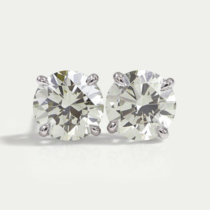 Round Shape Light Green Lab Diamond Stud Earring