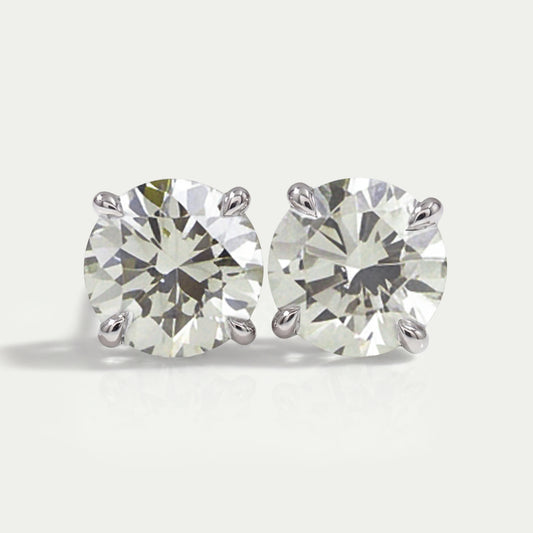 Light Green Round Diamond Earrings