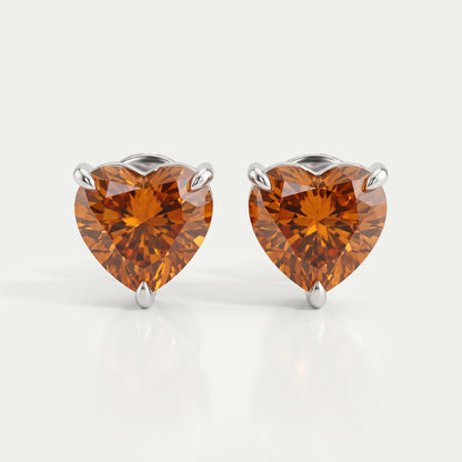 Red Heart Diamond Solitaire Stud Earrings Earring