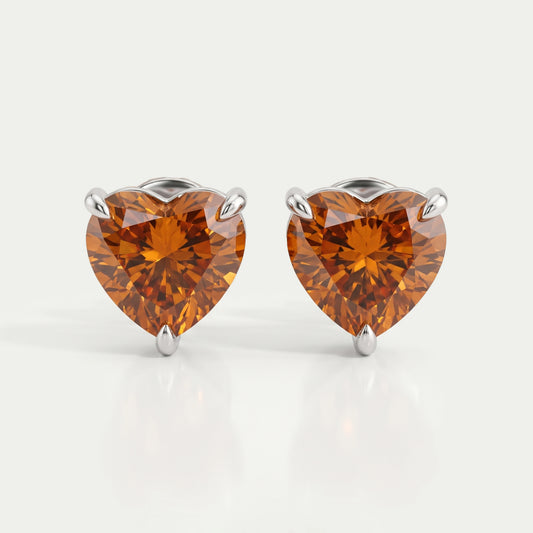 Red Heart Shape Diamond Stud Earrings
