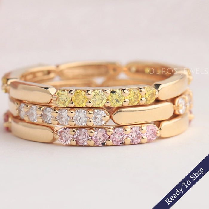 Fancy Color Round Cut Lab Grown Diamond Wedding Band