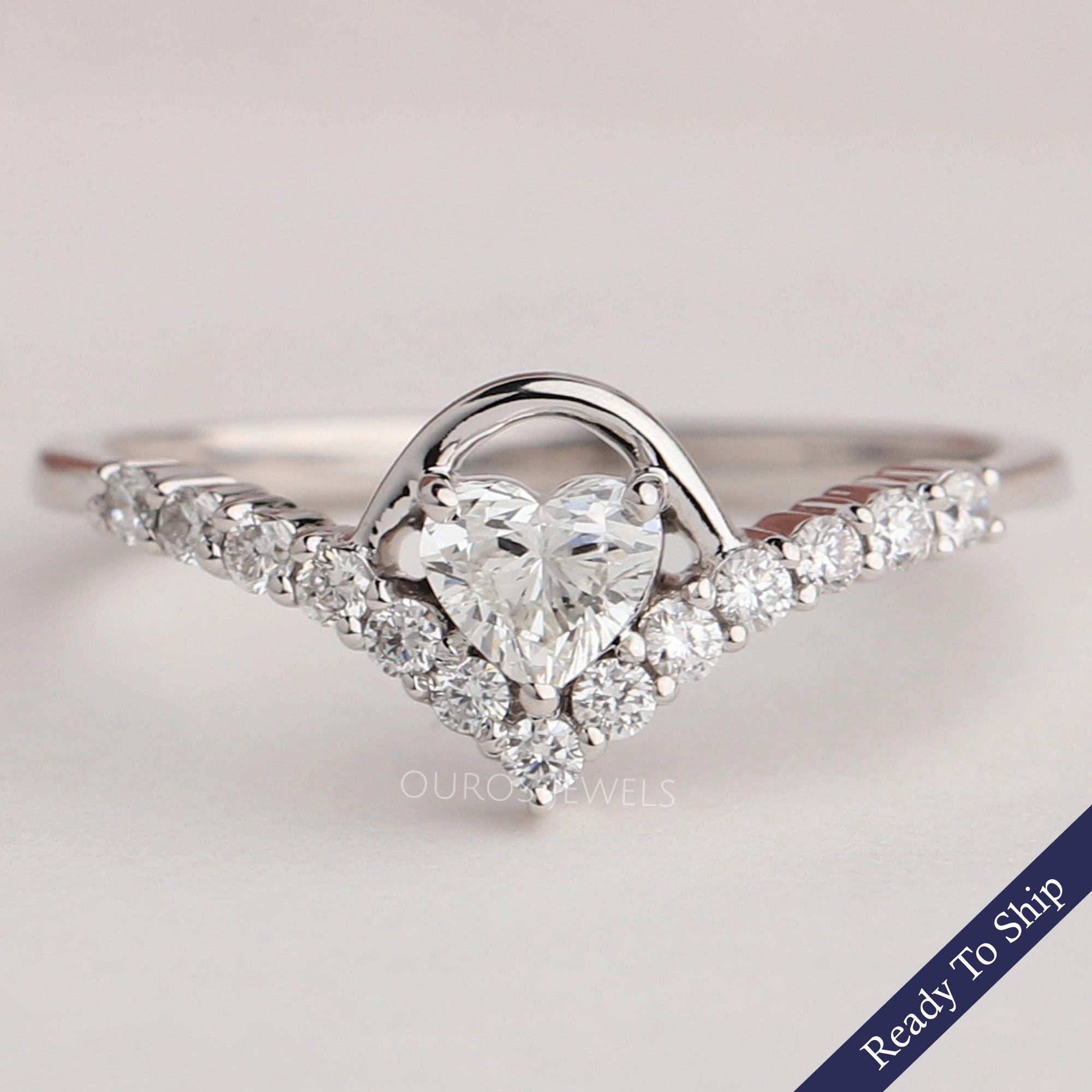 Heart Cut Lab Diamond Curved Ring