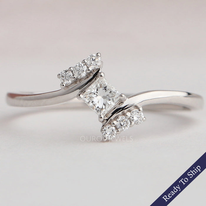 Princess Cut Bypass Engagement Ring