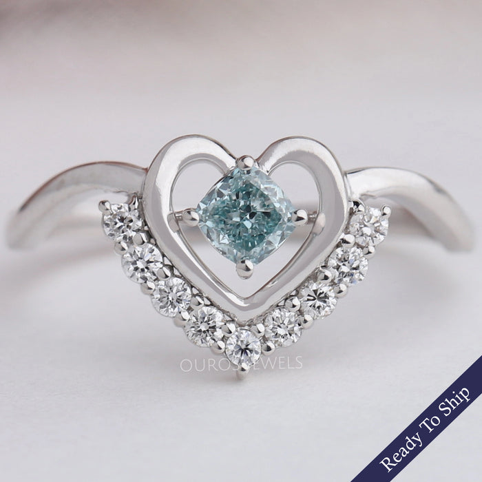 Heart Shape Cushion Diamond  Dainty Ring