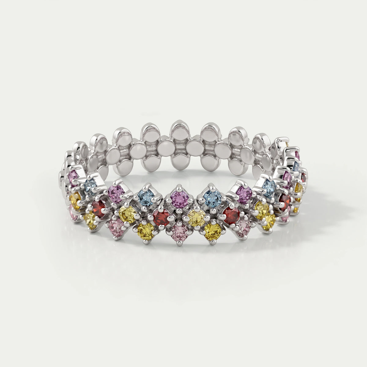 Fancy Color Round Cut Half Wedding Band