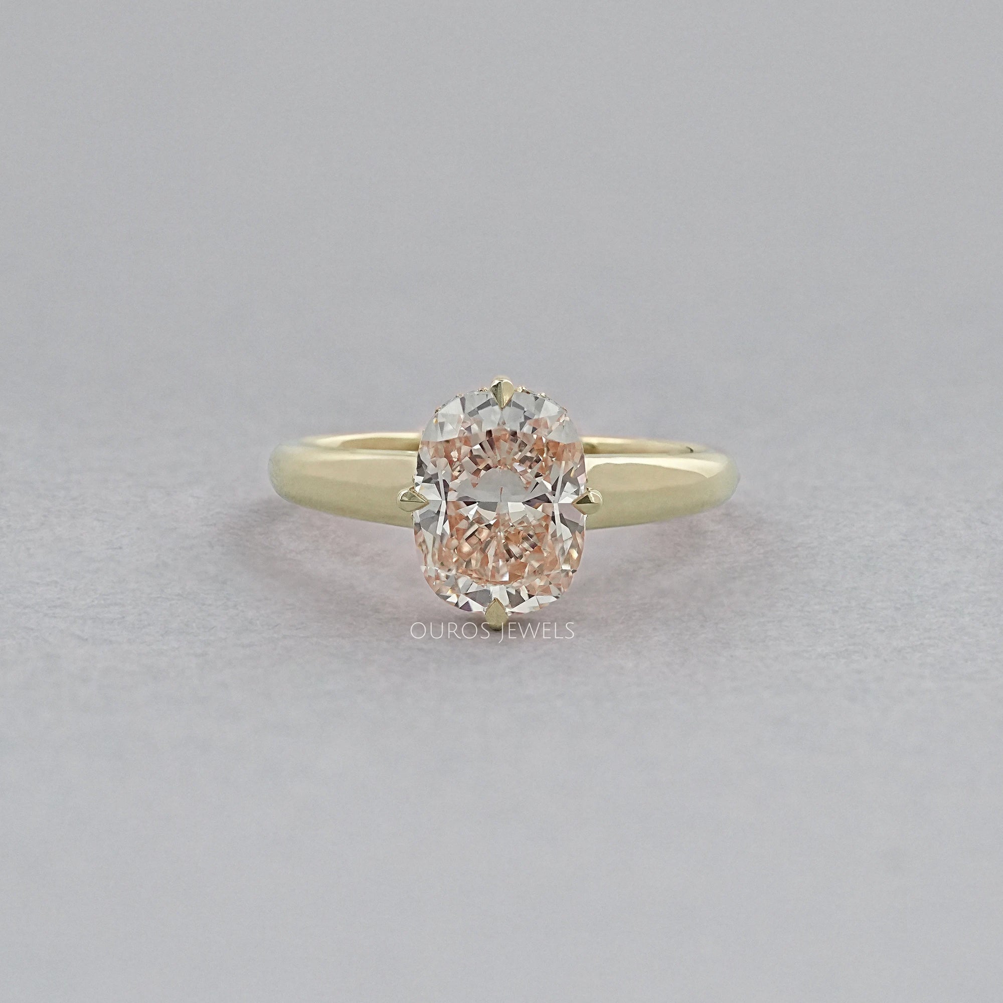 Blue Lab Grown Diamond Chevron Style Solitaire Ring 